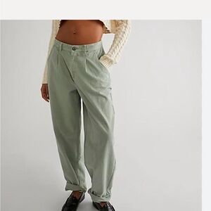 Stylish Green Pleated Pants